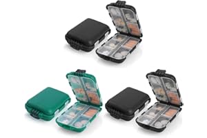 Xanewza 3 Pcs Portapillole Settimanale, da Viaggio Portatile, Scatola di Stoccaggio per Oggetti Piccoli, Organizzatore Medicine con 10 Scomparti, per Farmaci, Olio di Pesce e Vitamine