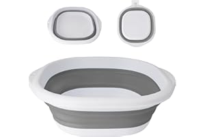 SZWLJ Grey & White Small(3.5L) Thickened Collapsible Washing Up Bowl - Foldable Storage Basin for Kitchen/Camping, collapsible bowl basin, Lightweight Portable for Travel & Home Use