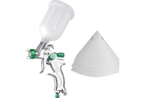 ROIIKETU HVLP Gravity Paint Spray Gun, Air Paint Sprayer Mini Paint Gun with 20Pcs Paint Filter Strainers Paper,0.8/1.0mm Nozzle and 300cc Cup Paint Sprayer, for Furniture, Fence, Car Painting (0.8MM, Green)