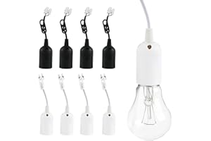 Cdemiy Portalampada E27, 8 Pcs Porta Lampadina, Base Della Lampadina in Plastica con Presa per Cavo per Cucina da Ufficio, Illuminazione per La Crescita Delle Piante e Luci per Acquari