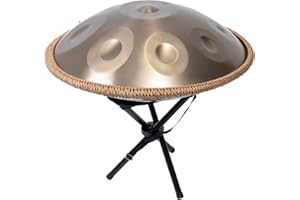 SAROSPAN Handpan Drum - 22-Inch 9-Note D Kurd 440Hz - Hand Tuning Handpan - Includes Soft Bag, Mallets, Stand, Note Stickers, Cleaning Cloth - Artist Performance Video