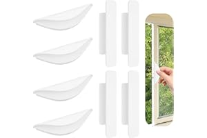 IUSOT 8 Stück Balkontürgriff Außen Kleben Set, Selbstklebende Türgriffe für Balkontüren, Fenster, Glastüren und Schubladen, Einfach zu Montieren ohne Bohren, Kunststoff Möbelgriffe für Schränke