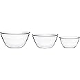 Amazon Brand - Solimo Mixing/Serving Borosilicate Glass Solid Bowl Set (3 pieces, 1600ml, 1100ml, 550ml), Transparent