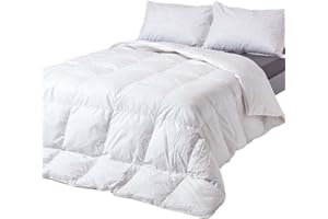 HOMESCAPES - Kołdra w rozmiarze Super King Size White Goose Feather & Down 10,5 Tog, certyfikat RDS, 100% bawełna, odporna na roztocza i puch, antyalergiczna, nadająca się do prania w domu, kołdra