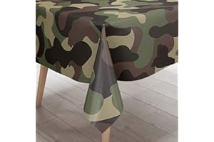 Morbuy-Shop Nappe Rectangulaire Nappe de Table, 3D Camouflage Imperméable étanche à l'huile Lavable et Facile d?Entretien Table Nappe pour Jardin Extérieure Picnic Cuisine (Camouflage Vert,140x260cm)