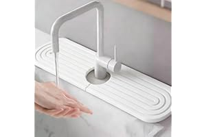 VGECEE Abtropfmatte Spüle Stein Wasserhahn Spritzschutz Abtropftablett Matte 45x10cm Wasserhahn Spritzschutzmatte Abtropfmatte Wasserhahnmatte Wasserfänger Matte Sink Mat für Küche und Badezimmer