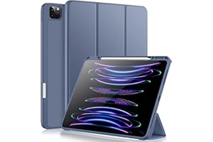Vobafe Custodia Compatibile con Cover iPad PRO 12.9 6a/5a/4a/3a Generazione, Cover Posteriore Flessibile in TPU con Portamatite per iPad PRO 12.9 2022/2021/2020/2018, Blu Grigio