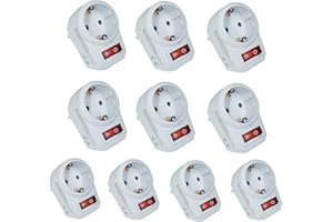 FILMER Enchufe intermedio con interruptor (ahorra energía y protege el medio ambiente), Blanco