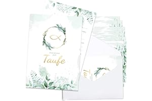 ENAIAH Invito battesimo, 15 biglietti di invito con busta, biglietti di invito per battesimo, da compilare e scrivere, inviti di battesimo per ragazzi e ragazze, decorazione