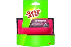 Scotch-Brite Grill Cleaner Scheuerpad mit Griff - Entfernt mühelos Fett und eingebrannte Lebensmittel, Für Kohle-, Gas- und Elektrogrills, Ofenroste, Terrakottatöpfe, Gehwegplatten