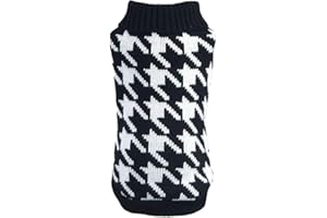 YAOTT Maglione Cane Cuccioli Morbido Caldo, con Motivo a Pied de Poule, Maglioncino Cappotto Invernale per Animali Domestici di Taglia Piccola e Media, Abbigliamento a Collo Alto per Cani Gatti Nero L