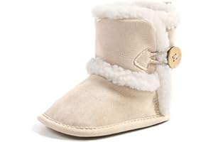 SEHFUPOYE Baby Winter Warme Schneestiefel Neugeborenes Baby Mädchen Jungen Weiche Sohle Knöpfe Fleece Stiefel Säugling Kleinkind Erste Walker Schuhe