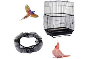 Naisfei Bird Cage Cover, Large, Universal, Parrot Drawstring, Dust-resistant, Breathable, Washable (Black)