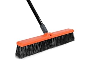 TreeLen 18 inch Push Broom Outdoor - Heavy Duty Broom for Driveways, Sidewalks, Patios and Deck Cleans Dirt, Debris, Sand, Mud, Leaves and Water-18 Wide Bristles