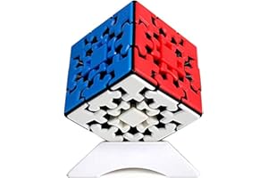 Gobus Oostifun 3x3 Gear Cube Puzzle Kungfu Cube Puzzle 3D 3x3x3 Cube Smooth Twist Puzzle Cube avec Un Support de Cube (Multicolore sans Autocollant)