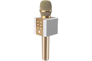 TOSING 008 Microfono Karaoke Bluetooth wireless, volume maggiore 10W, più basso, 3-in-1 Microfono portatile con doppio altoparlante per Android/PC (Oro)