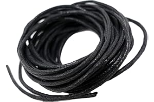THE BEAD SHOP Cordoncino in cotone cerato nero, 1,5 mm, 5 m, per collane, bracciali, perline, creazione di gioielli, macramè e progetti fai da te, colore: nero