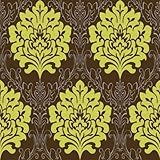 Lavable. Nuevo Deluxe Marrakech Damask Tela Vinilo con Textura Metálico 10M Rollo de Papel Pintado - Verde Choc 2321