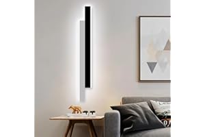 niuniaj Applique Murale Interieur LED,20W 80CM Lampe Murale Moderne,Applique Design Blanche+Noir,Lampe Murale Moderne Blanc Froid 6000K,Acrylique Applique Murale pour Chambre, Salon, Couloir