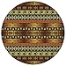 Produktbild Round Rug Mat Carpet,Zambia,Ethnic Ornamental Abstract Heritage Traditional Ceremony Ritual Image,Gold Dark Brown Orange,Flannel Microfiber Non-Slip Soft Absorbent,for Kitchen Floor Bathroom