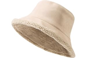 YAMEE Chapeau de Seau Réversible Femme Décontracté Chaud,Chapeau Bob Femme élégant Mode Douce Suède,Casquette Peche Femme Hiver Peluche,Chapeau de Soleil,Bonnet d'hiver Unisexe pour Voyage Plage