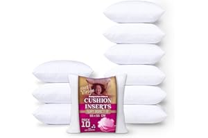 IYAN SOFT FURNISHING Cushion Inner Pads (Pack of 10), 45 x 45 cm (18" x 18") - Hollowfibre Stuffed Square Pillows - Cushion Insert Decorative - Anti-Allergy Made in Britain UK