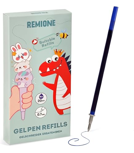 20 Mines Effaçables Bleues Et Noires - Compatibles Legami, Pointe 0.7 Mm - Encre Thermique, Effaçable à La Gomme Silicone