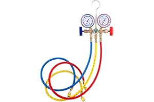 Manomètre de Collecteur de Réfrigérant Geevorks Kit de Manomètre pour Collecteur de Fluide Frigorigène pour R12 R22 R404A R134A Outils de Climatisation in Tuyaux pour Voitures, Commerciales
