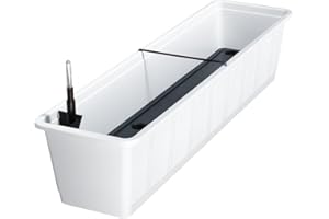 geli Thermo Plastic Aqua Green Plus Jardinière avec système d'irrigation et indicateur de niveau d'eau 80 cm weiss