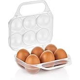 Saplı 6'lı Yumurta Taşıma Kutusu, Plastik Buzdolabı İ&ccedil;in Yumurtalık Pikniklik Pratik Yumurta Taşıma Kabı (Şeffaf, 1 Adet)