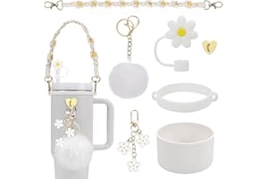 Moguri Stanley Cup zestaw akcesoriów, 7 sztuk, uchwyt do butelek z napojami, pokrowiec ochronny Stanley Cup, z silikonu, zawieszka do kubka Stanley o pojemności 40 oz, kolor biały