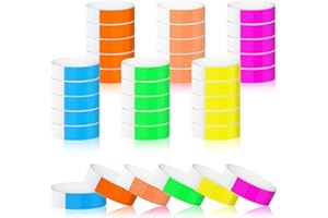 Mkitnvy 600 Pezzi Braccialetti Carta Eventi, Impermeabili Braccialetti Colorati, Braccialetti Discoteca, Braccialetti Identificativi per Festival Feste Musicali Concerti Concorsi - 25×2cm