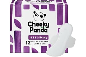 The Cheeky Panda Organic Sanitary Towels for Women – Heavy Flow – 12 Organic Pads Per Pack - with Bamboo Pads and Core