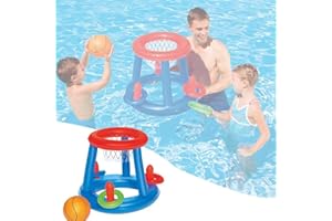 LAMOOER Aufblasbares Pool-Basketball-Spielzeug, Schwimmring-Wurfspiel-Set, Sommer, Wasserpool, Party, Spaß, Kampfspiel für Kinder und Erwachsene