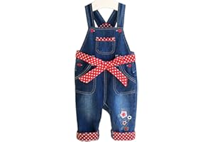 Peacolate 3M-3Jahre Säugling Baby Mädchen Denim Overall Bestickter Latzhose Jeans Hose