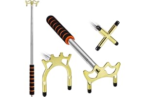 Eidoct Blucent Retractable Billiards Cue Stick Bridge, Snooker Pool Cue Bridge with 3 Pieces Removable Brass Bridge Head, Pool Cue Holder Snooker Accessories Pool Table Accessory