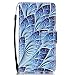 Produktbild LMAZWUFULM Hülle für LG K8 2017 /LG M200N (5,0 Zoll) PU Leder Magnetverschluss Brieftasche Lederhülle Malerei Meerblaue Feder Muster im Bookstyle mit Stent-Funktion und Karten Slot Schutzhülle Ledertasche Flip Cover für LG K8 2017 /LG M200N (5,0 Zoll)