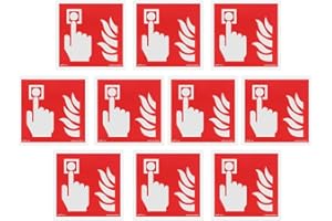 notlok Safety Work - 10x Cartello Allarme Antincendio [15 x 15 cm] | PVC fotoluminescente + adesivi per il montaggio | Segnaletica Antincendio, Cartelli Allarme Incendio