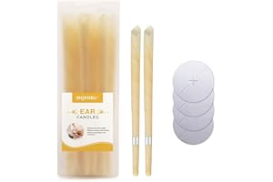 MQFORU Ear Candles,Candles Natural Beeswax Ear Wax Remover 10 Pcs All Natural Ear Candles Beeswax Candling Cones with 5 Protectors Disks