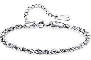 GAMTIC Chaîne Bracelet Homme Gourmette Argent - Chaine Fin Maille Bracelet en Acier Inoxydable, Chaîne Figaro Cubaine Torsadée, Gourmette Ultra Mince