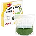 WRAPOK Soup Freezer Bags Reusable Liquid Storage Bag Ziplock Sauce Container Clear Sealed Bag, 1 Litre - Pack of 28