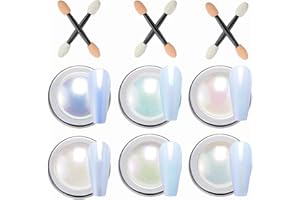 WAHRSHEI 6 Polvo Cromado para Uñas, Nail Art Glitter con Efecto Espejo, Polvo Holo para Uñas, Polvo Efecto Perla para Glazed Donut Nails