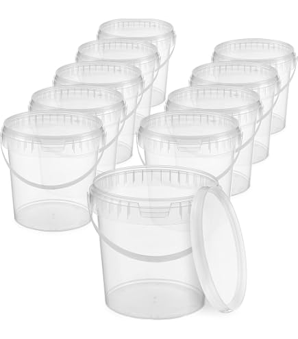 1 secchio da 20 litri con coperchio trasparente, impilabile per latte/scorta, secchio in plastica per alimenti, contenitore per alimenti, secchio per farina, secchio per acqua