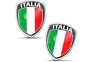Biomar Labs® 2 x 3D Silicone Adesivi Resinati Bandiera Nazionale Italia Italy Italiana Tricolore Emblema per Auto Moto Finestrìno Scooter Bici Motociclo Tuning F 148