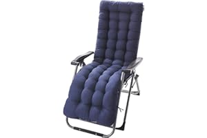 Wangle Sun Lounger Cushion High Back Cushion Thick Rocking Chair Cushion Pads Replacement Sunbed Cushion Pad Garden Patio Lounge Cushion Outdoor Reclining Cushion,Dark blue