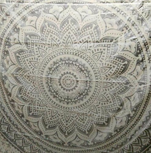 Traditionelle Jaipur Twin silber Ombre Mandala Wandteppich, indischen Wandbehang, Bohemian Betten, Hippie Picknick Werfen, Boho Schlafsaal, Zimmerdekoration Gypsy Picknickdecke, 139,7 x 215,9 cm - 2
