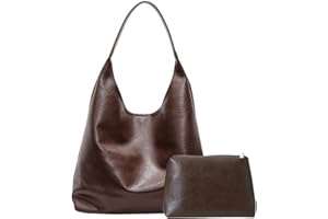 BERELIN Handtasche Damen Weiche Leder Slouchy Tote Bag Shopper Tasche, Groß Hobo Tasche Umhängetasche Vintage Schultertasche Beuteltasche Tragetasche mit klein Geldbörse ür Arbeit & Reisen Shopping