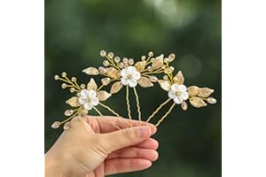 Vatocu Lot de 3 épingles à cheveux dorées en forme de fleur pour mariée