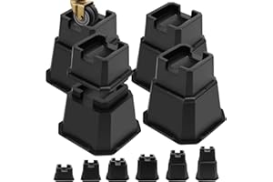 MixDora Bed Risers 6 Inch Heavy Duty Stackable Adjustable Furniture Risers Elevation in Heights 2, 4, 6 Inch Bed Lift Risers for Caster Wheels or Posts of Bed Table Couch Chair Black (2,4,6 Inch)