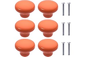 NAKUPENDA 6 Stück Möbelknöpfe Runden Keramik Schrank Schubknöpfe Knauf Keramik Runden Griffe für Kinderzimmer Küchen Schränke Bücherregal (Orange)